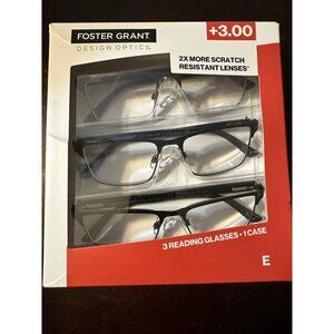 Foster Grant Design Optics 3 pack - 3.0 strength - new‎ (Red E)